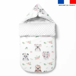 Tissu minky imprimé animaux de la savane aquarelle
