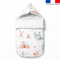 Tissu minky imprimé animaux des neiges aquarelle