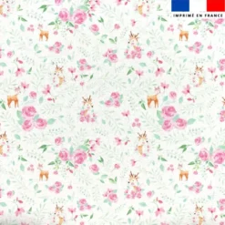 Tissu minky imprimé biche et rose
