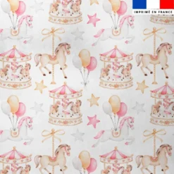 Tissu minky imprimé carroussel chevaux
