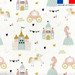 Tissu minky imprimé château de princesse