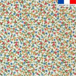 Tissu minky imprimé fleur bleue jaune rouge