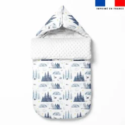Tissu minky imprimé forêt enneigée et étoile