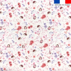 Tissu minky imprimé hérisson et rose