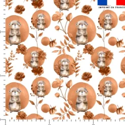 Tissu minky imprimé loutre aquarelle