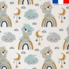 Tissu minky imprimé ourson et nuage