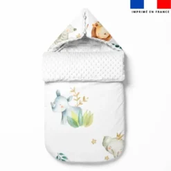 Tissu minky imprimé safari animaux aquarelle