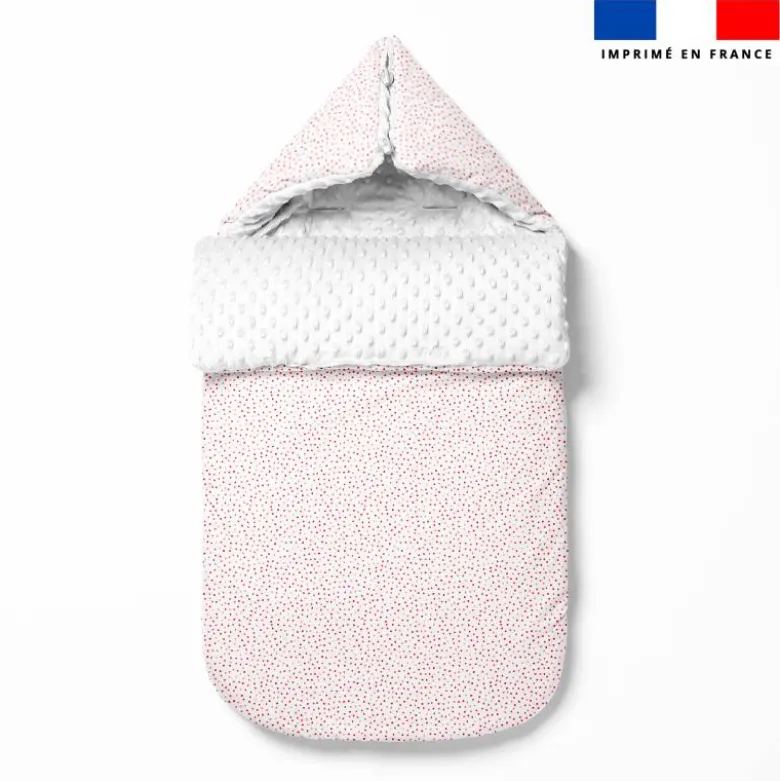 Tissu minky imprimé très petits coeurs roses