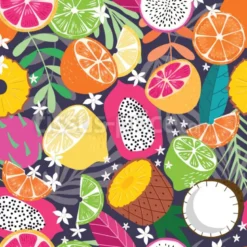 Tissu Mélange de fruits exotiques personnalisé