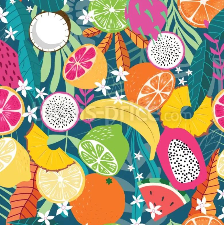 Tissu mélange de fruits tropicaux personnalisé