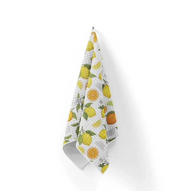 Tissu nid d'abeille motif agrumes