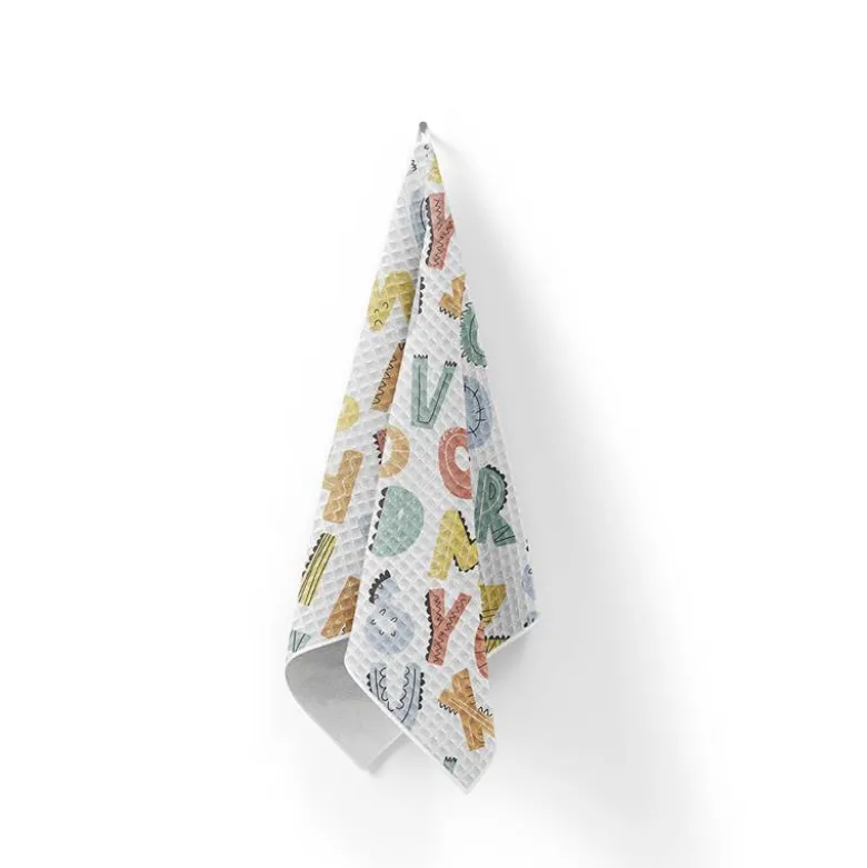 Tissu nid d'abeille motif alphabet des animaux