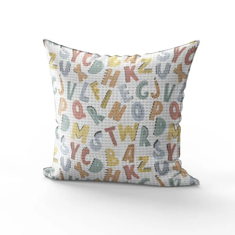 Tissu nid d'abeille motif alphabet des animaux