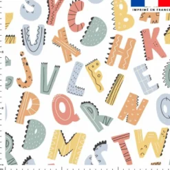Tissu nid d'abeille motif alphabet des animaux