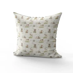Tissu nid d'abeille motif animaux des bois jolis effet aquarelle