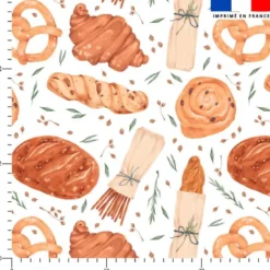 Tissu nid d'abeille motif boulangerie