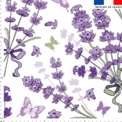 Tissu nid d'abeille motif bouquet de lavande