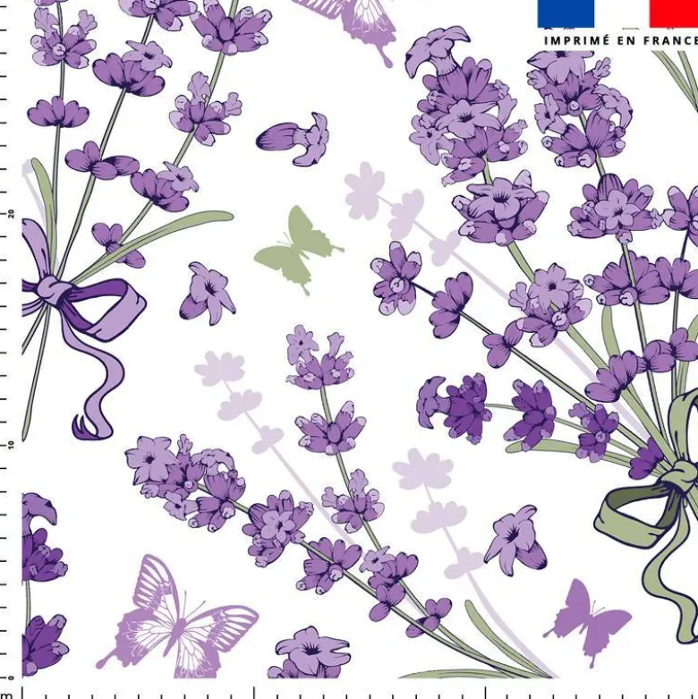 Tissu nid d'abeille motif bouquet de lavande