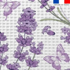 Tissu nid d'abeille motif bouquet de lavande