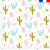 Tissu nid d'abeille motif cactus