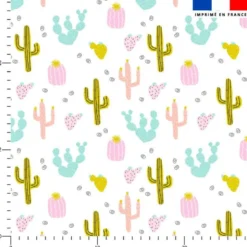 Tissu nid d'abeille motif cactus