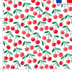Tissu nid d'abeille motif cerise