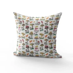 Tissu nid d'abeille motif champignons et feuilles d'automne