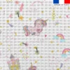 Tissu nid d'abeille motif château gold et licorne rose