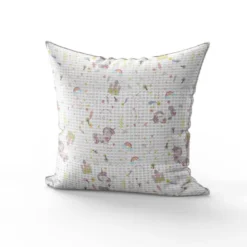 Tissu nid d'abeille motif château gold et licorne rose