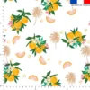 Tissu nid d'abeille motif citron fleuri et palmier
