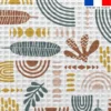 Tissu nid d'abeille motif feuilles abstraites Zanzibar