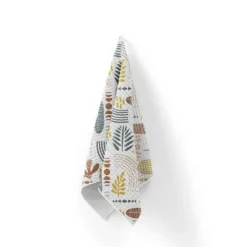 Tissu nid d'abeille motif feuilles abstraites Zanzibar