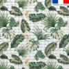 Tissu nid d'abeille motif feuille de palmier verte
