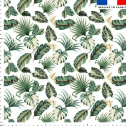 Tissu nid d'abeille motif feuille de palmier verte