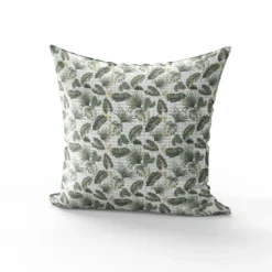Tissu nid d'abeille motif feuille de palmier verte