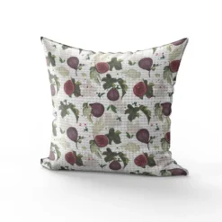 Tissu nid d'abeille motif figue et feuille de figuier