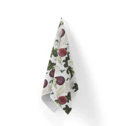 Tissu nid d'abeille motif figue et feuille de figuier