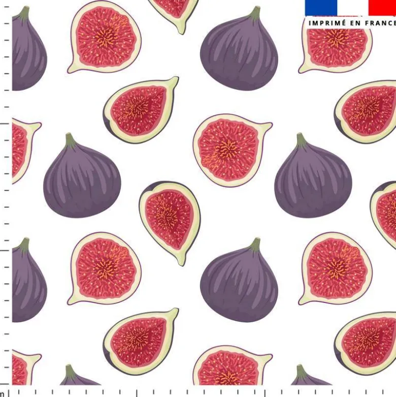 Tissu nid d'abeille motif figues
