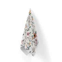 Tissu nid d'abeille motif fleur corail et rose