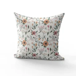 Tissu nid d'abeille motif fleur corail et rose