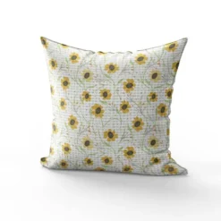Tissu nid d'abeille motif fleur de printemps jaune