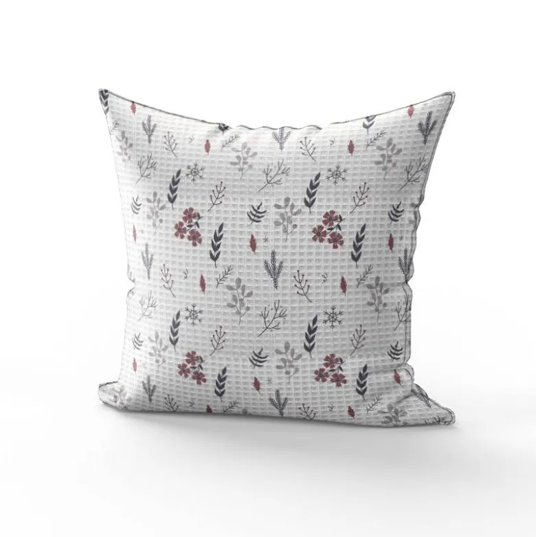 Tissu nid d'abeille motif fleurs d'hiver