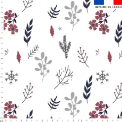 Tissu nid d'abeille motif fleurs d'hiver