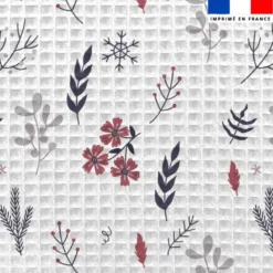 Tissu nid d'abeille motif fleurs d'hiver