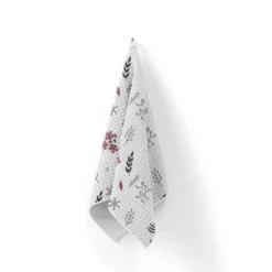 Tissu nid d'abeille motif fleurs d'hiver