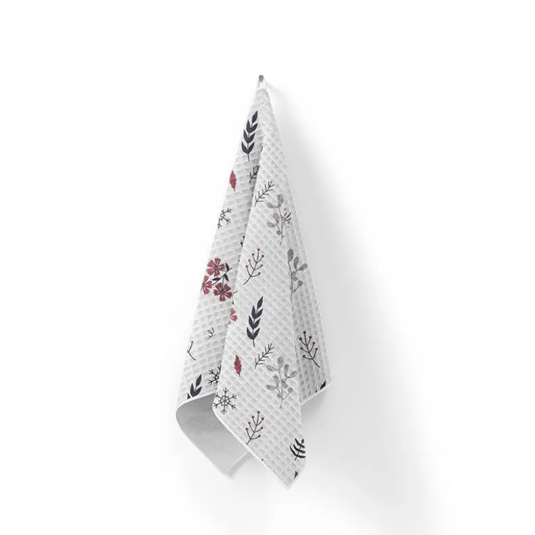 Tissu nid d'abeille motif fleurs d'hiver