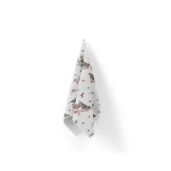 Tissu nid d'abeille motif fleur de grenade et pinson