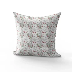 Tissu nid d'abeille motif fraise et cerise