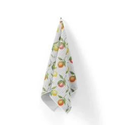 Tissu nid d'abeille motif fruits et fleurs