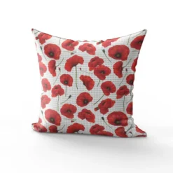 Tissu nid d'abeille motif grand coquelicot